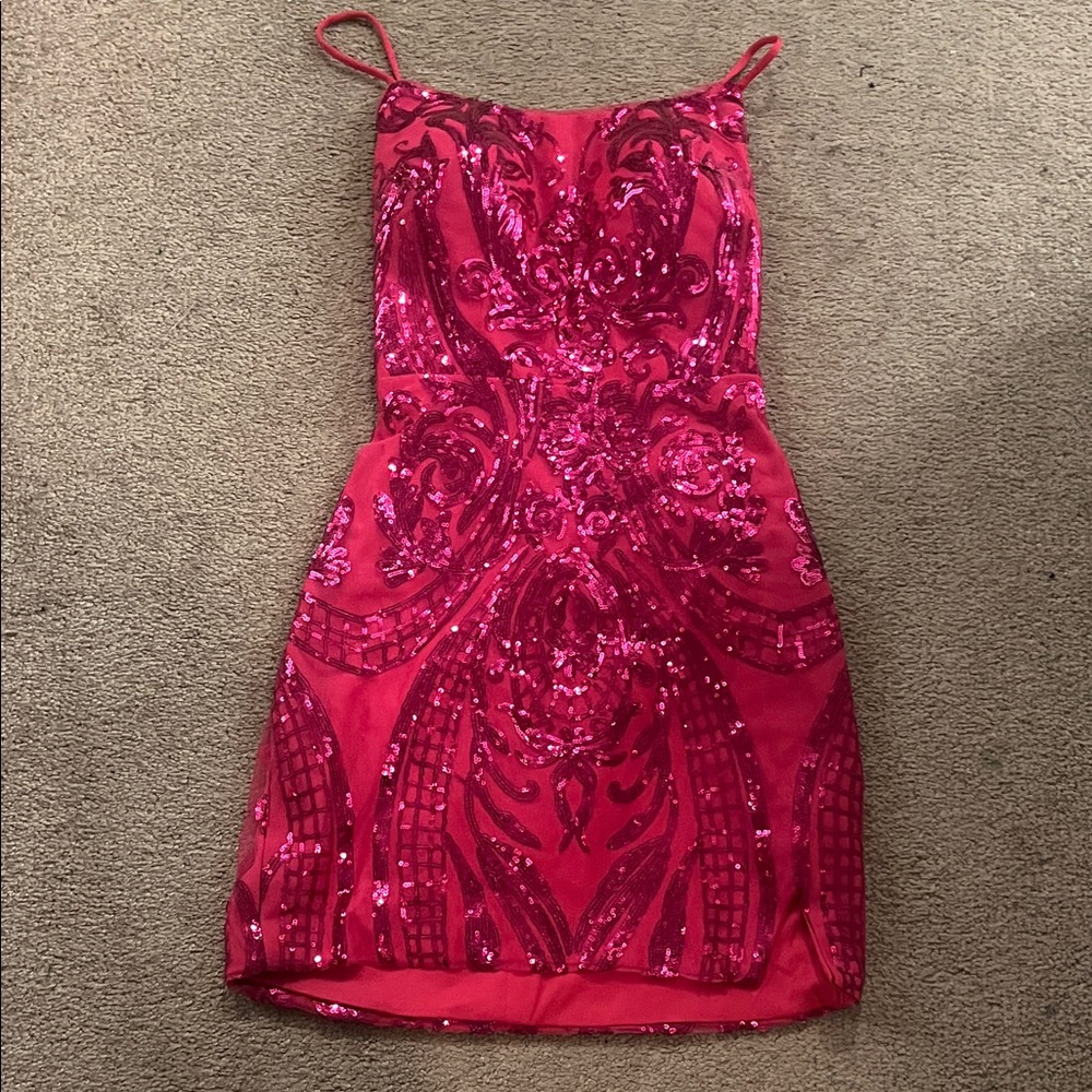 Elegant Pink Sequin Homecoming Dress